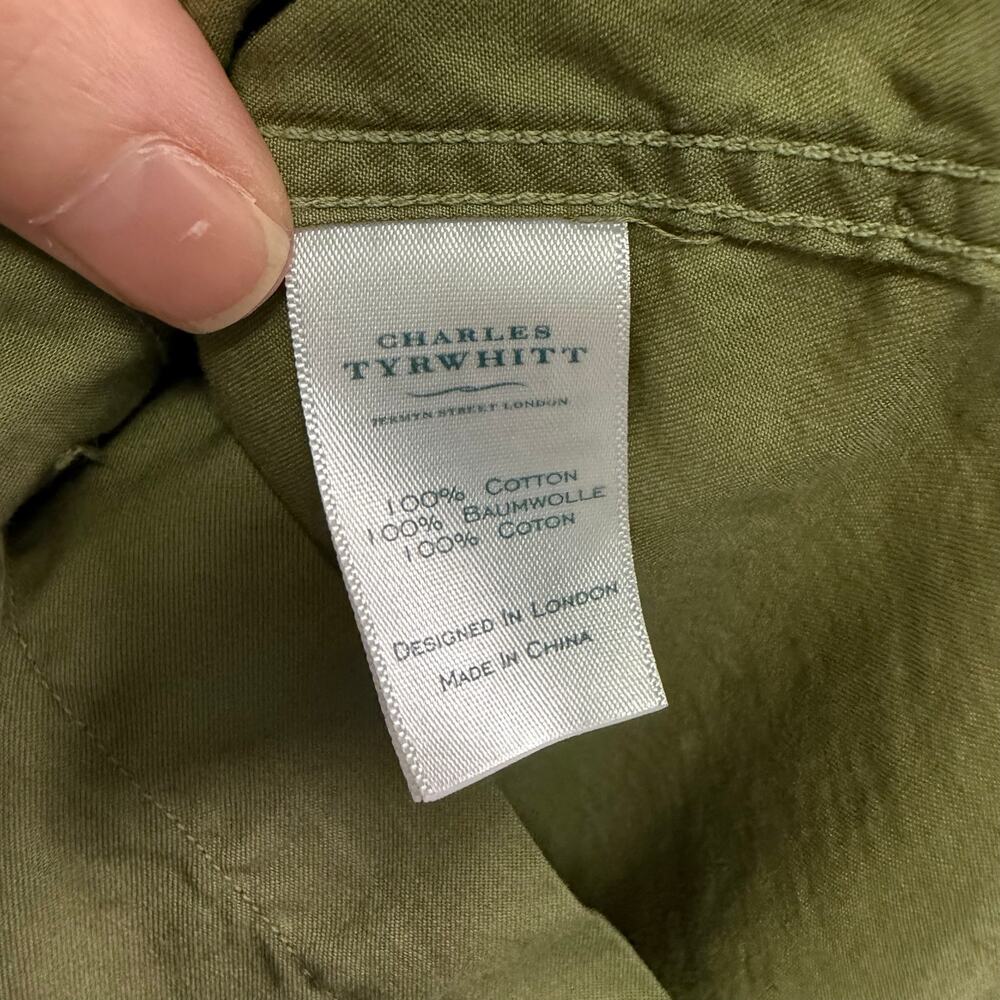 Charles Tyrwhitt Men’s XXL Button Up Shirt Green Cotton Classic Fit Dress Shirt - Picture 8 of 10